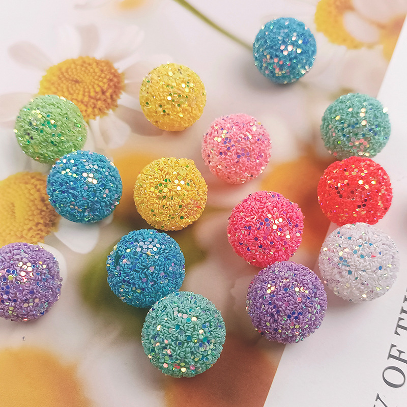 Wholesale Ya Leduo 20MM Sequin Ball Acrylic Beads Straight Hole Sequin Head Rope Keychain Decorative Aessories Handmade Jewelry Beads
