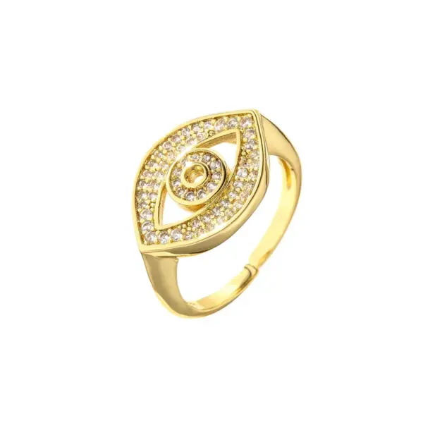 Wholesale Vintage Fashion Hollow Micro-inlaid Zircon Devil's Eye Open Copper Ring Wholesale Nihaojewelry
