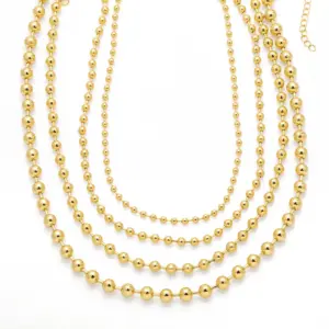 Wholesale Hip-hop Simple Style Round Solid Color Copper 18k Gold Plated Necklace In Bulk