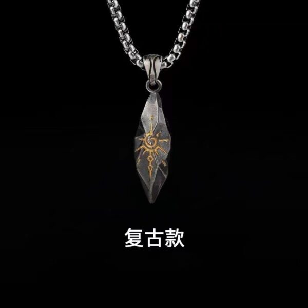 Wholesale Personality Sun Rune Wishing Stone Pendant Retro Personality Meteorite Colorblock Stainless Steel Chain Hip Hop Necklace