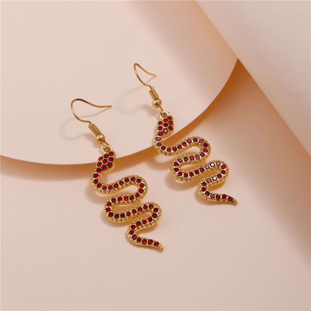 Wholesale Europe and the United States cross-border earrings jewelry New exaerated fashion snake diamond earrings creative temperament ring earrings