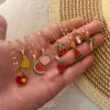 PVD Coated 18K Gold Real Plated Cherry Strawberry Watermelon 304 Stainless Steel Casual Elegant Lady Waterproof Non Tarnish Pendant Necklace