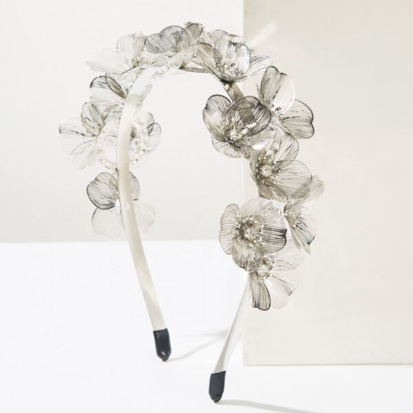 Wholesale Cross-Border New Heavy-Duty Floral Headband Metallic Ginkgo Leaf Diamond Flower Personalized Prom Party Hair Accessories Hairpin