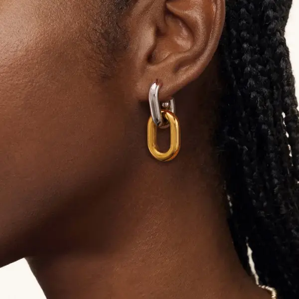Wholesale PVD Coated Real Gold Plated Color Block 304 Stainless Steel Simple Style Classic Style Waterproof Non Tarnish Earrings