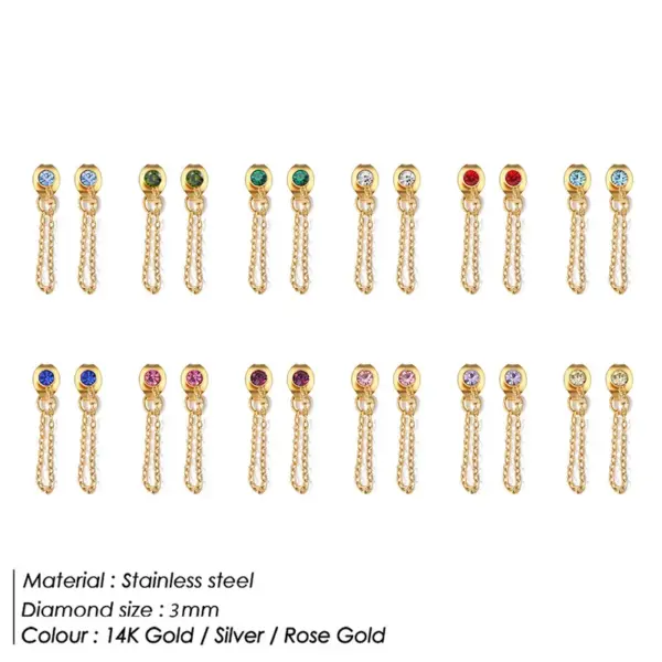 Wholesale PVD Coated 14K Gold Rose Gold Real Gold Plated Geometric Stainless Steel Simple Style Waterproof Non Tarnish Drop Earrings