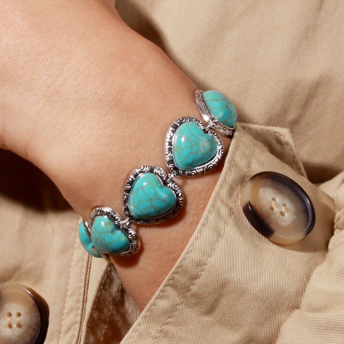 Wholesale Retro Love Turquoise Bracelet