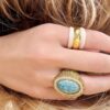 Wholesale French niche design Aurel * eBider * ann turquoise ring Vintage middle ancient gold ring