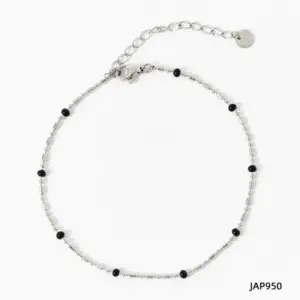 Jap950 Anklet Silver + Dazzling Black / 14K