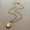 Wholesale Jewelry Ethnic Style Sun And Moon Totem Stainless Steel Natural Fritillary Inlay Pendant Necklace
