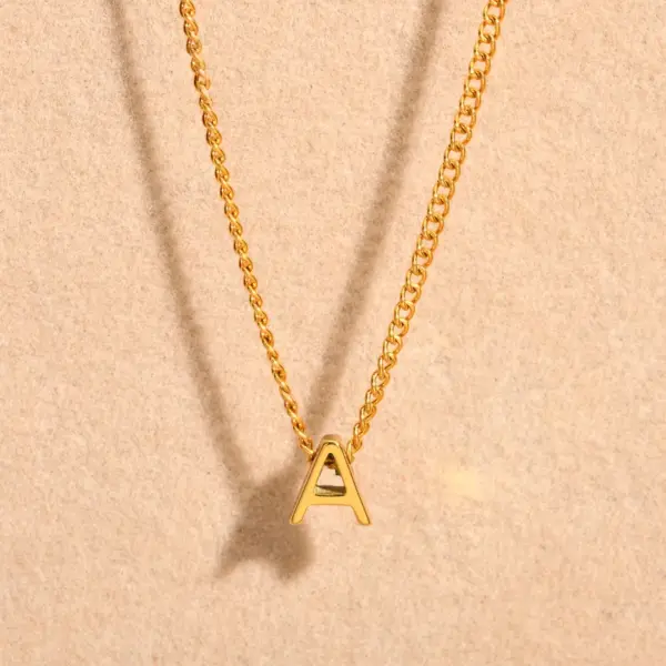 PVD Coated Real Gold Plated 18K Gold Letter 201 Stainless Steel Elegant Waterproof Non Tarnish 201 Stainless Steel Pendant Necklace