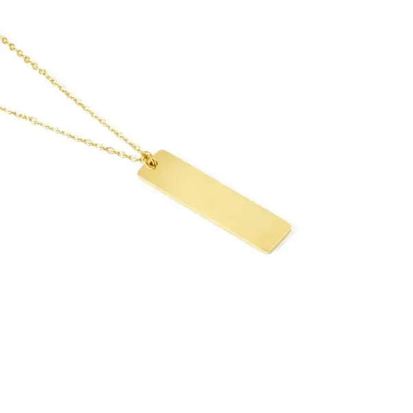 Wholesale PVD Coated Real Gold Plated Geometric Customization Laser Engraving 304 Stainless Steel Simple Style Waterproof Non Tarnish 304 Stainless Steel Pendant Necklace