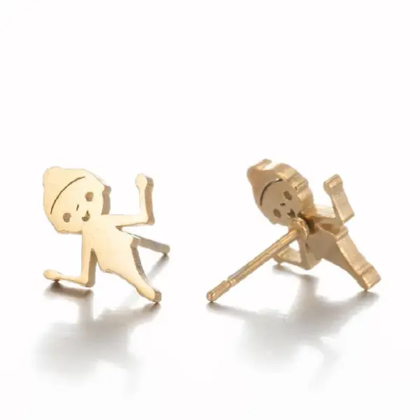 Wholesale PVD Coated Real Gold Plated Letter Skates Ball Stainless Steel Simple Style Waterproof Non Tarnish Ear Studs