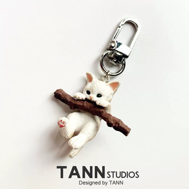 Wholesale Cartoon Cute Branch Cat Keychain Cute Stereo Corgi Ppy Pendant Male and Female Student Bag Pendant