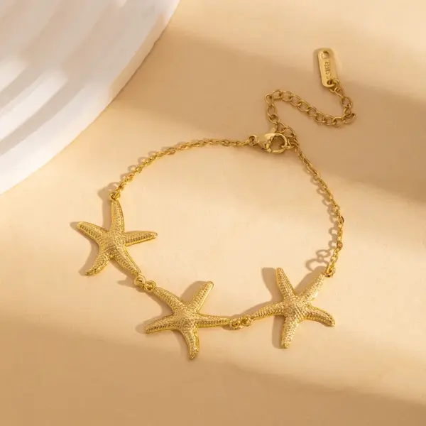 Wholesale Seaside Light Luxury Vacation Style Bracelet Stainless Steel High-Grade Shell Starfish Bracelet Adjustable Temperament Bracelet