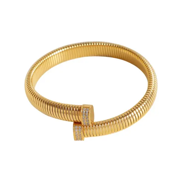 Wholesale 304 Stainless Steel Solid Color PVD Coated 18K Real Gold Plated Simple Style Waterproof Non Tarnish Bangle
