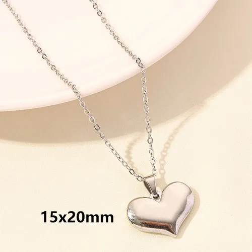 Wholesale PVD Coated Real Gold Plated 18K Gold Heart Shape 304 Stainless Steel Elegant Cute Waterproof Non Tarnish Pendant Necklace