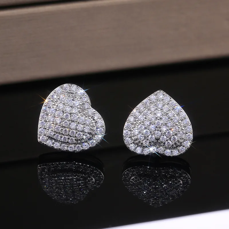 Wholesale New Fashion Micro-set Zircon Heart Shaped Copper Earrings Wholesale