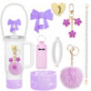 Wholesale Stanley mug accessories portable chain bow straw decorative silicone cup set cup chain flower pendant