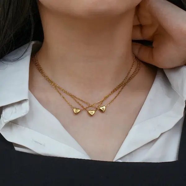 Fashion Letter Stainless Steel Gold Plated Pendant Necklace