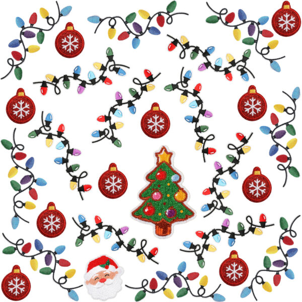 Wholesale Colorful LED strip embroidered fabric patches Christmas patches