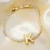 Wholesale 304 Stainless Steel Copper K Gold Plated Simple Style Classic Style Plating Inlay Letter Zircon Bracelets