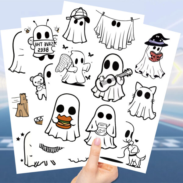 Wholesale New Cartoon Cute Ghost Tattoo Sticker Waterproof Party Gift Funny Fun Face Sticker Cross-border