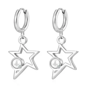 Steel Color Star with Beads Ear Clip MS-649B
