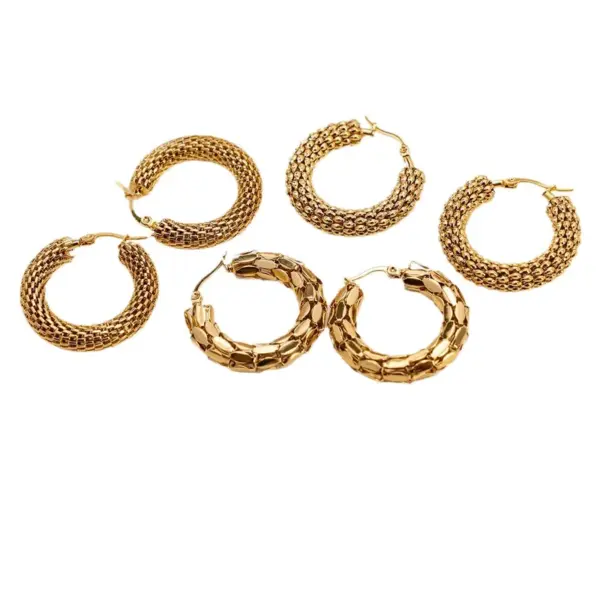 Wholesale 1 Pair Retro Geometric Plating 304 Stainless Steel Earrings