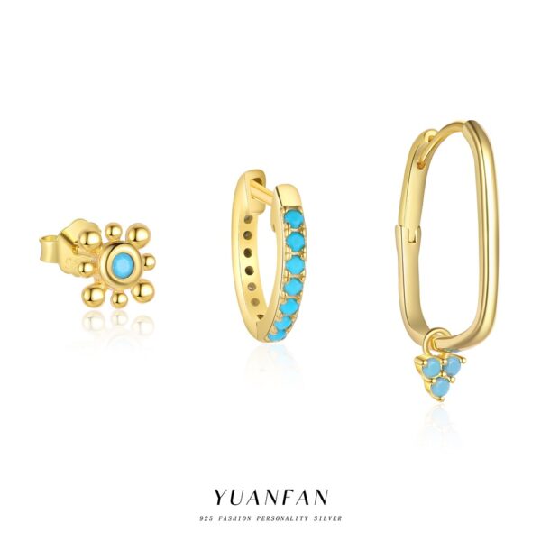 Wholesale S925 Sterling Sier Turquoise Retro Earrings Luxury Earrings