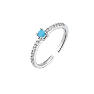 White Gold Color Turquoise Diamond / Adjustable Opening