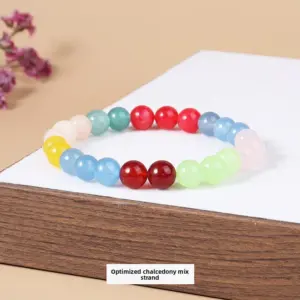 Optimized Chalcedony Mixed Strand Bracelet / Diameter 6.1-6.8mm (about 30-32 Pieces)