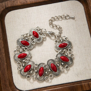 Exotic ethnic style metal bracelet ~ red 12216