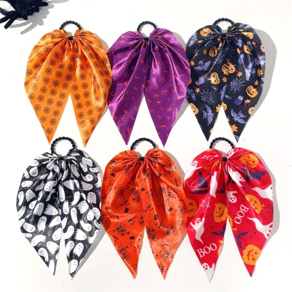 Wholesale Halloween Hair Accessories Ghost Bat Streamer Scrunchie Pumpkin Hair Tie Party Costume Fabric Headband Hair Tie
