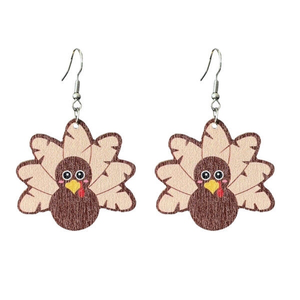 Wholesale Thanksgiving turkey pumpkin wooden earrings