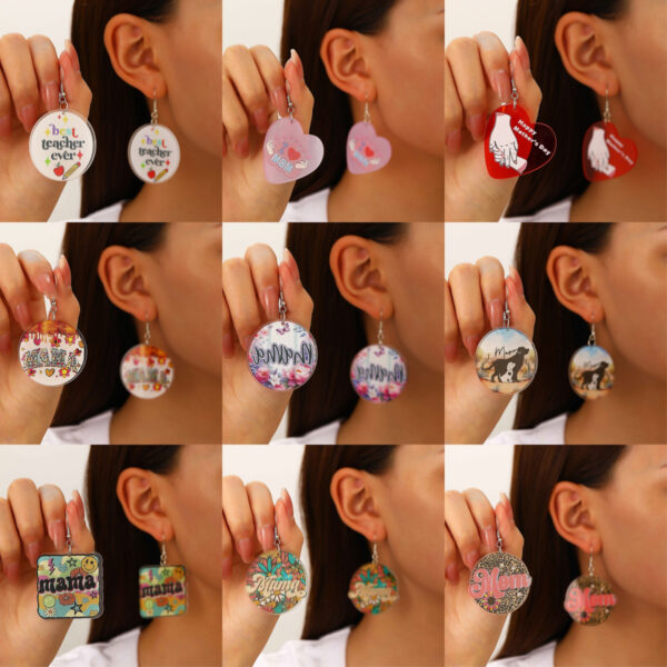 Wholesale European and American Pastoral Colorful Letters Mama Acrylic Earrings for Women Mother's Day Teacher's Day Gift Earrings Earrings