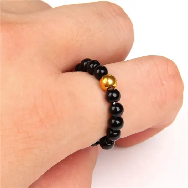 Retro Solid Color Natural Stone Beaded Rings 1 Piece