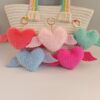 Wholesale Love Wings Fur Ball Keychain Pendant Heart-shaped Plush Girl's Accessories Cute Peach Heart Bag Key Pendant