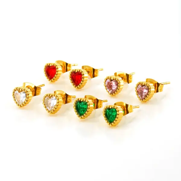 Wholesale PVD Coated 18K Gold Plated Heart Shape 304 Stainless Steel Glam Retro Waterproof Non Tarnish Drop Earrings