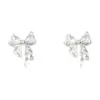 1 Pair Cute Sweet Heart Shape Bow Knot Imitation Pearl Alloy Copper Drop Earrings
