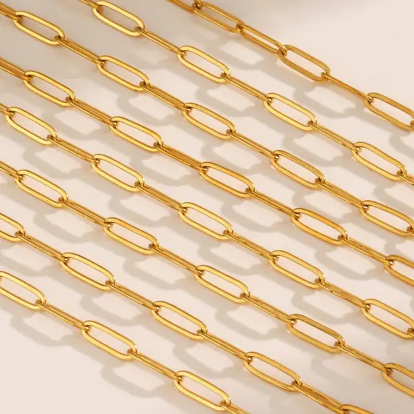 304 Stainless Steel Chain Ion Plating (IP) 18K Gold Plated Simple Style Waterproof Non Tarnish Plating Cable Chain Chain Necklace