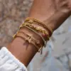 304 Stainless Steel M-Shaped Round Butterfly PVD Coated Real Gold Plated Casual Lady Waterproof Non Tarnish Micro Ser Whisper Thin Chain Bracelets
