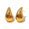 Wholesale PVD Coated 18K Gold Real Gold Plated Water Droplets 304 Stainless Steel Retro Waterproof Non Tarnish Ear Studs