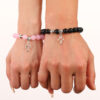 Wholesale Stainless Steel Hollow Cross Glass Beaded Bracelet