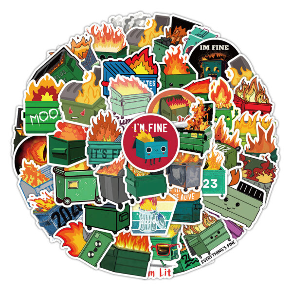 Wholesale 50 cartoon trash can fire stickers