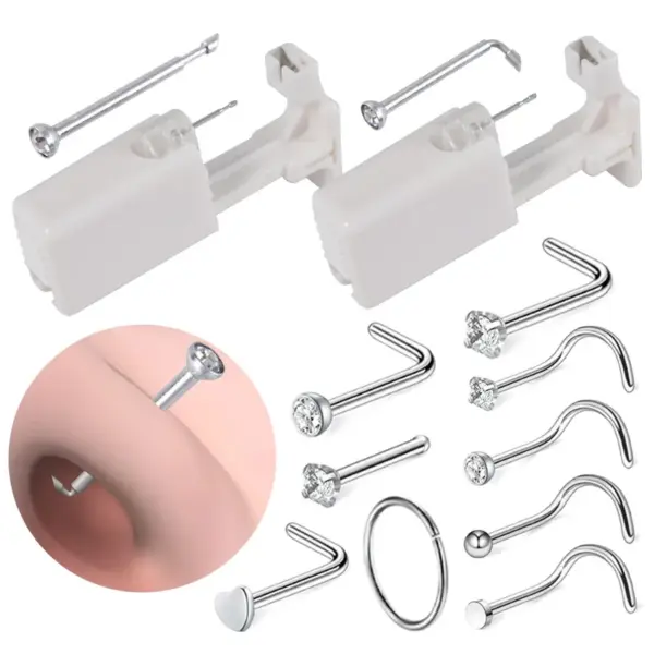 1 Set 304 Stainless Steel 316 Stainless Steel Plastic Resin Rhinestones Nose Rings & Studs Geometric