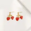 Wholesale Jewelry Sweet Cherry Strawberry 304 Stainless Steel Enamel Plating Earrings Necklace Snake Chain