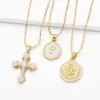 Wholesale Copper Bamboo Necklace 18K Gold Plated Plating Inlaid Shell Cross Virgin Mary Pendant Necklace