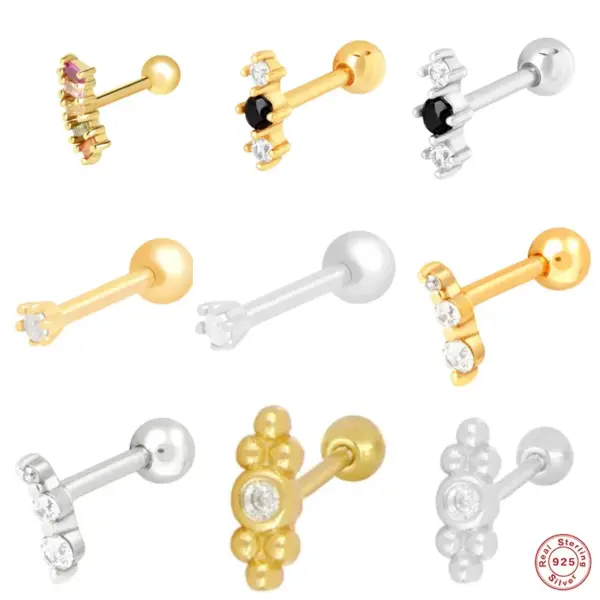 Wholesale 1 Piece Ear Cartilage Rings & Studs Fashion Geometric 925 Sterling Silver Zircon