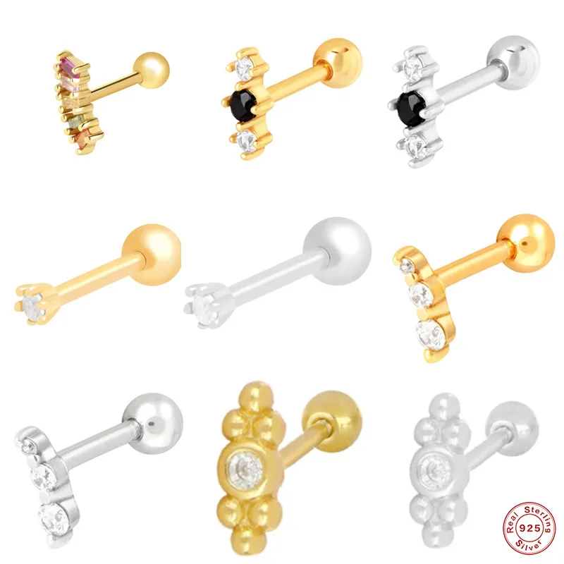 Wholesale 1 Piece Ear Cartilage Rings & Studs Fashion Geometric 925 Sterling Silver Zircon