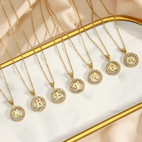 PVD Coated Real Gold Plated 18K Gold Letter 304 Stainless Steel Fashion Waterproof Non Tarnish 304 Stainless Steel Necklace